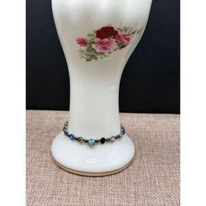 Sorrelli Blue Crystal Bracelet – Sterling Finish, Mixed Cut Stones, 7”